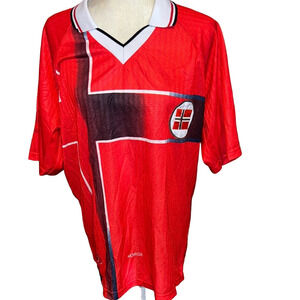 Red Soccer Jersey with Flag Design Norway Soccer XL